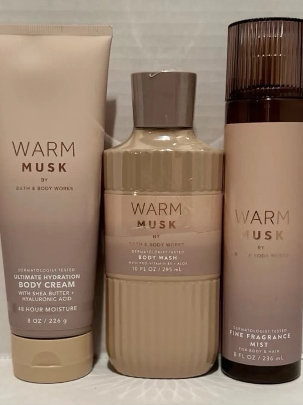 Bath & Body NEW Warm Musk Fragrance Mist, Body Cream & Body Wash